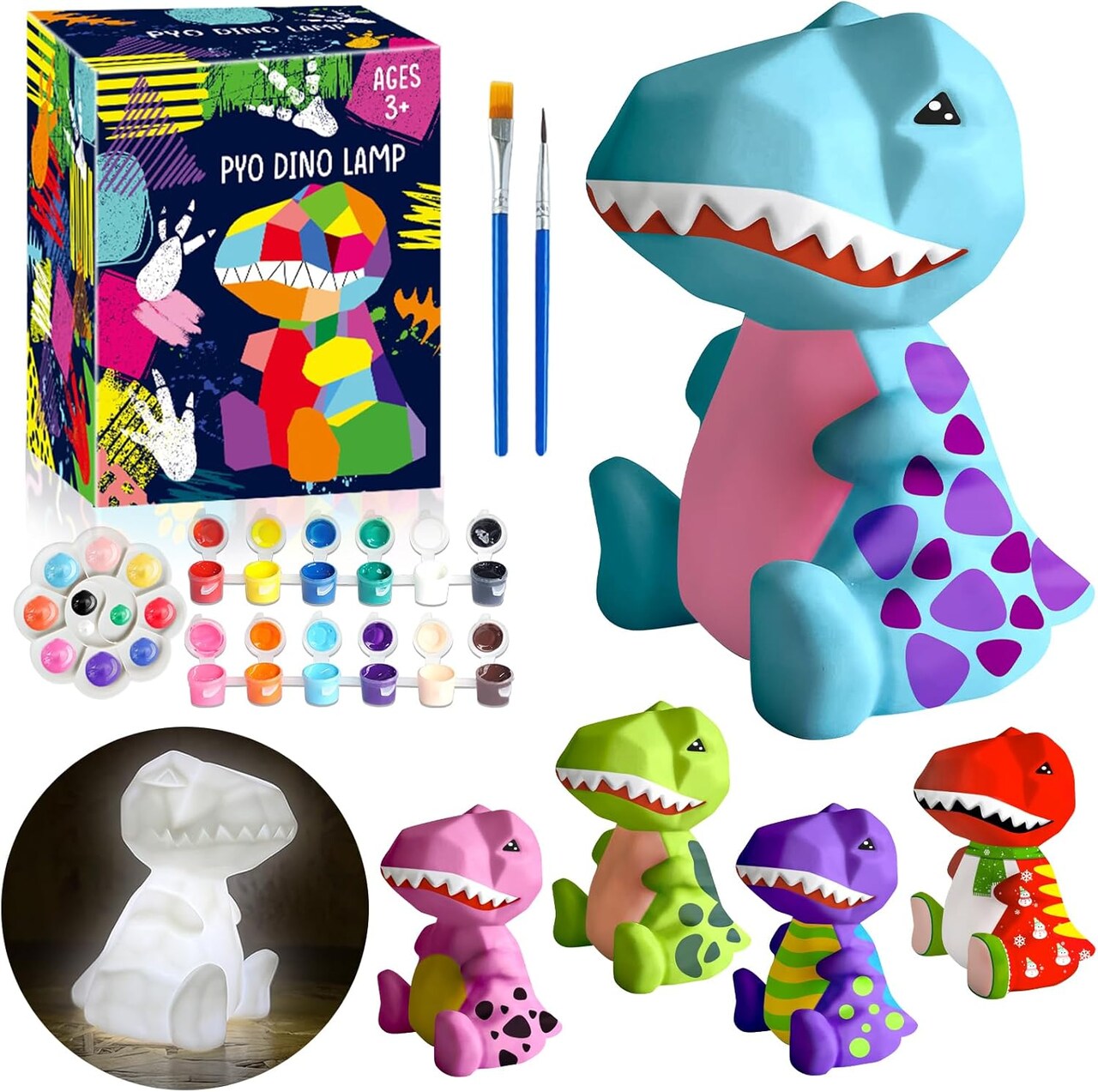 4.3in Paint Your Own Dinosaur Lamp Kit - Arts and Crafts Supplies Painting Kit for Kids Teens